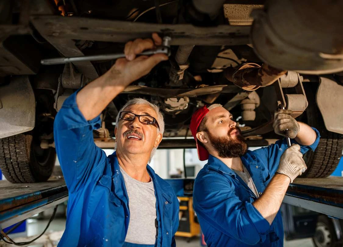 Automotive service in a professional workshop — illustrative photograph